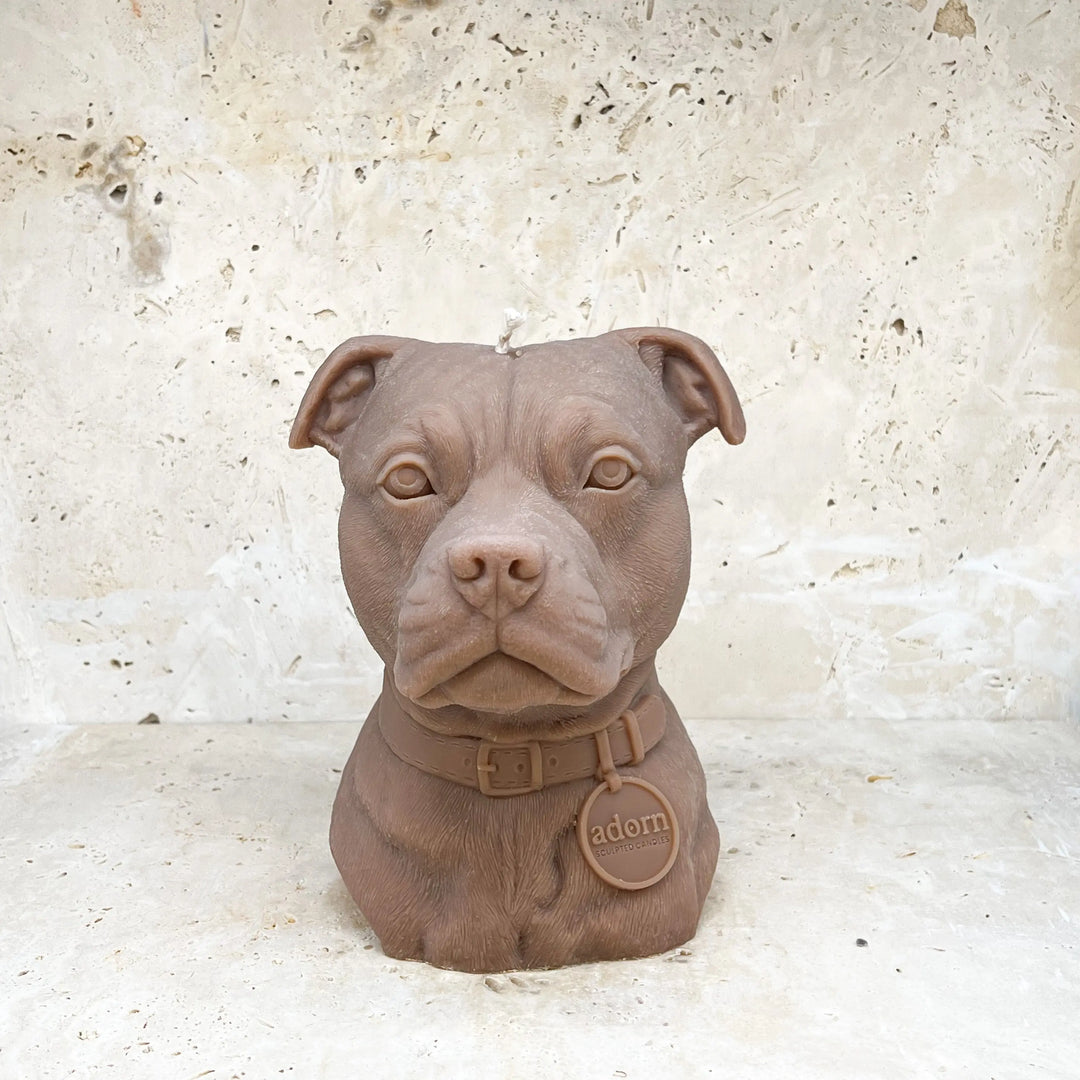 Staffordshire Bull Terrier Dog Candle Adorn Sculpted Candles